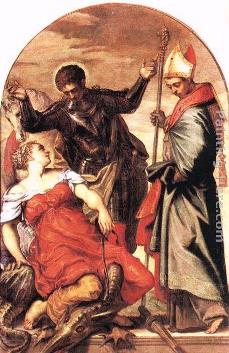 St Louis, St George and the Princess painting - Jacopo Robusti Tintoretto St Louis, St George and the Princess art painting